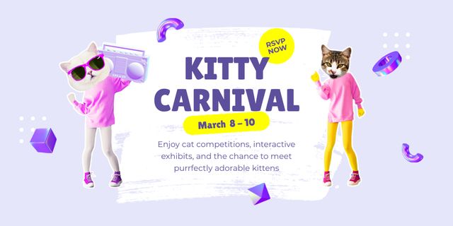 Plantilla de diseño de Funny Cats Expo And Show Announcement Twitter 