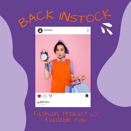 Ontwerpsjabloon van Instagram van fashion ad met leuke stijlvolle vrouw