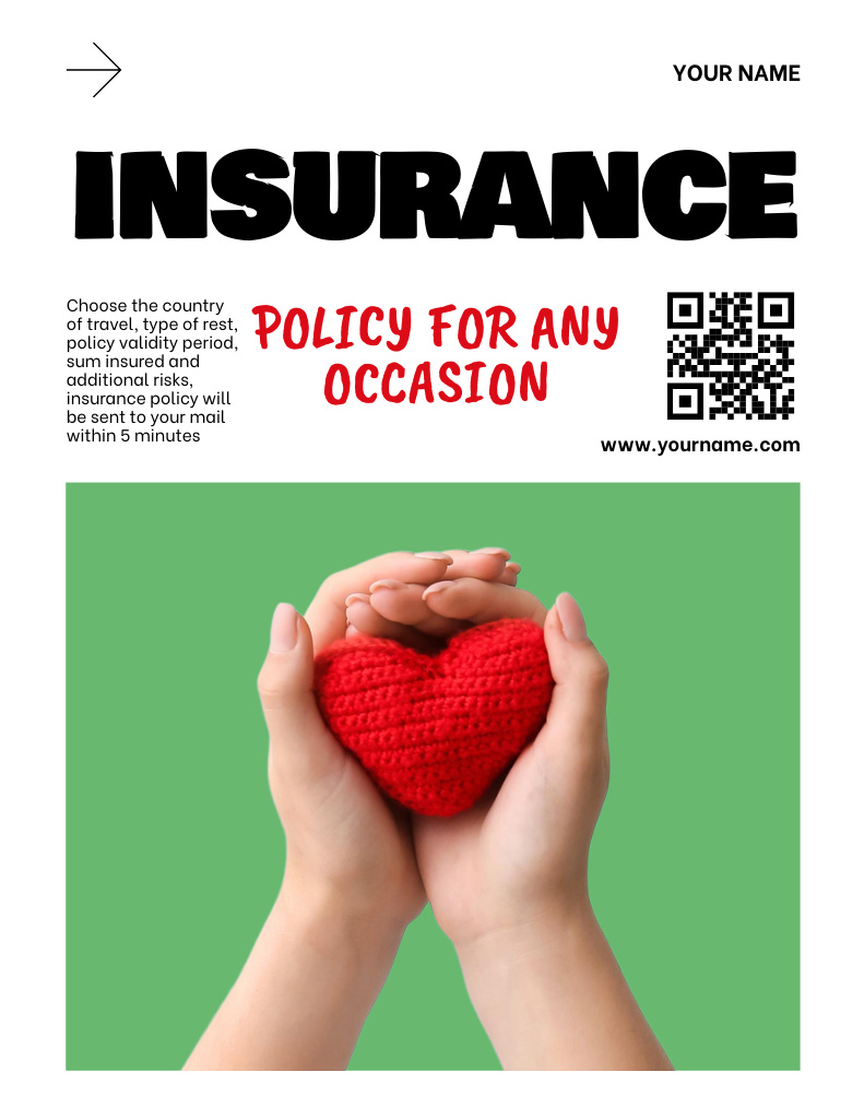 Travel Insurance and Safeness Offer Poster 8.5x11in Šablona návrhu
