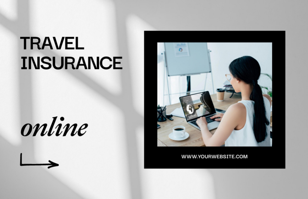 Travel Insurance Advertisement with Woman Flyer 5.5x8.5in Horizontal Design Template