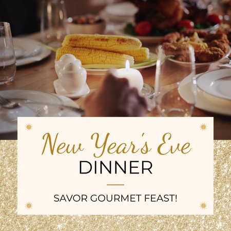 Gourmet New Year Eve Dinner Announcement Animated Post Design Template