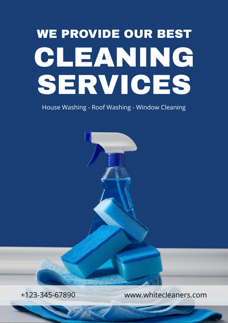 High-Level Cleaning Help And Services Offer With Supplies Flyer A4 Design Template