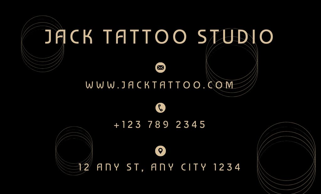 Szablon projektu Professional Tattoo Salon Ad With Moon on Black Business Card 91x55mm