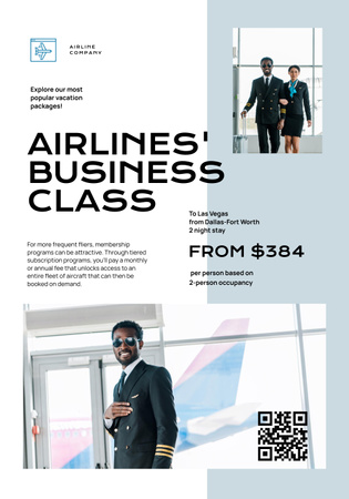 Business Class Airlines Ad Poster 28x40in Πρότυπο σχεδίασης