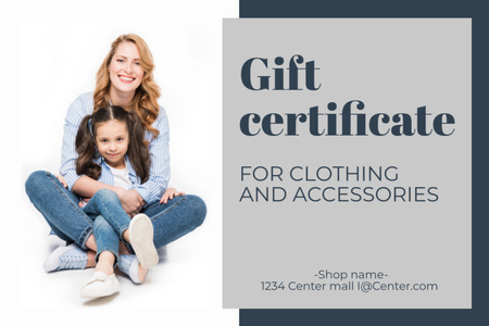 Offer of Clothing and Accessories on Mother's Day Gift Certificate Design Template