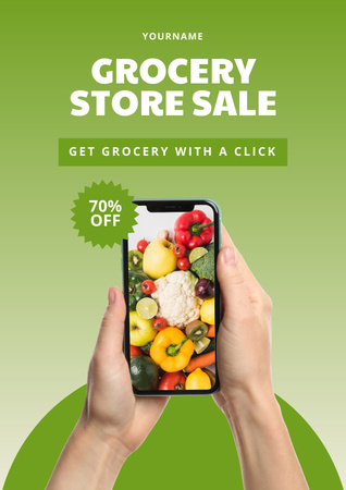 Grocery Store Application Poster Design Template