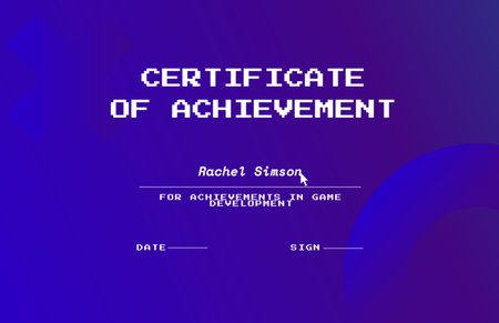 Achievement in Game Development Award Certificate 5.5x8.5in tervezősablon