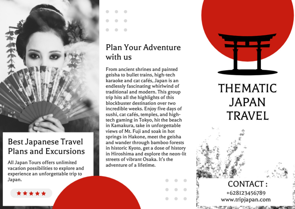 Plantilla de diseño de Thematic Travel to Japan Brochure 