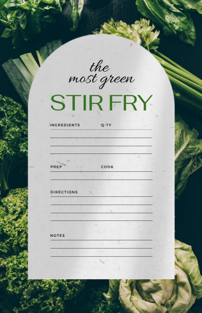 Cooking Steps with Greens Recipe Card – шаблон для дизайну