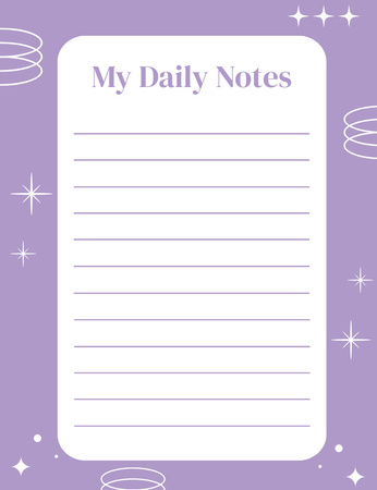 Abstract Minimal Daily Planner in Purple Notepad 107x139mm Design Template