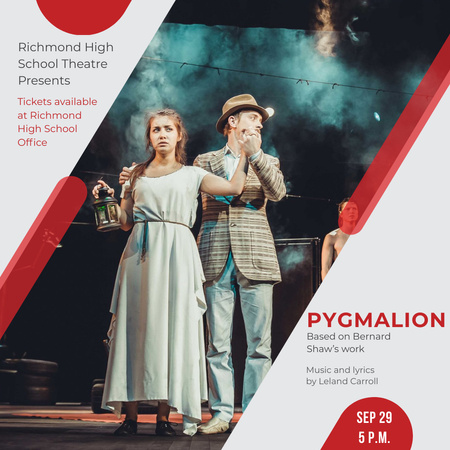 Pygmalion Performance with Actors on Stage Instagram Design Template