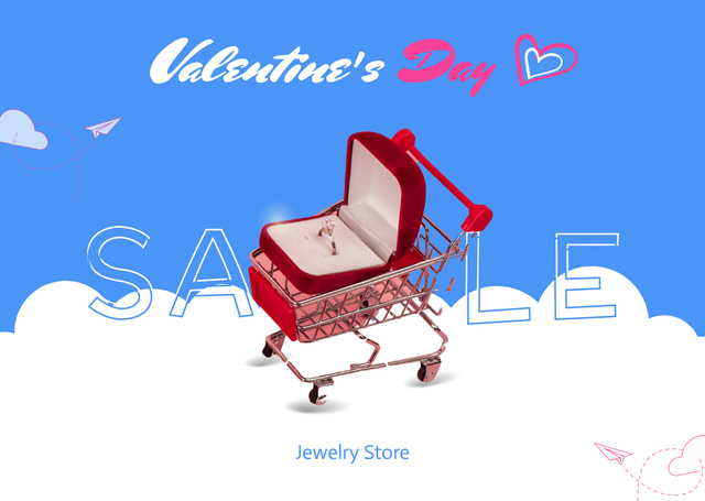Ontwerpsjabloon van Card van Valentine's Day Jewelery Purchase Offer