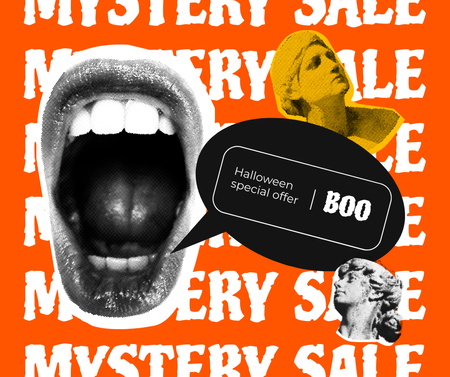 Ontwerpsjabloon van Facebook van Mystery Sale on Halloween Announcement