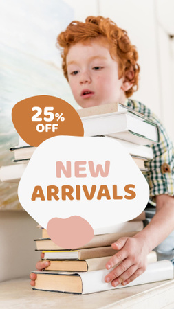 Books Sale Announcement with Adorable Redhead Boy Instagram Story Design Template
