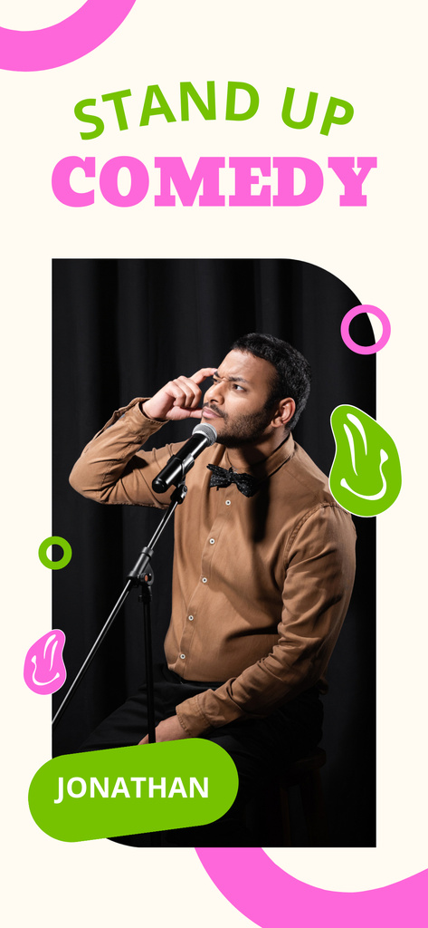 Designvorlage Stand-up Show Ad with Young Performer für Snapchat Moment Filter