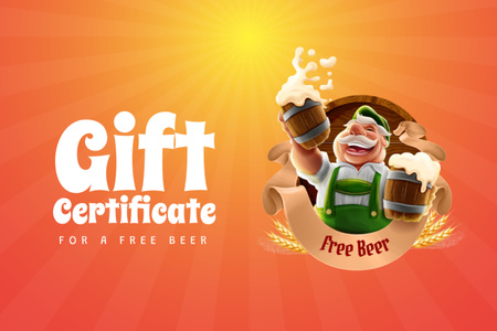 Oktoberfest Celebration Announcement with Illustration Gift Certificate Design Template
