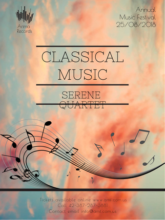 Classical Music Performance invitation notes on sky Poster US Design Template