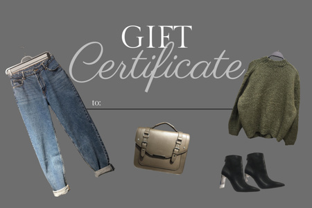 Ontwerpsjabloon van Gift Certificate van Winter Sale Offer with Stylish Female Outfit
