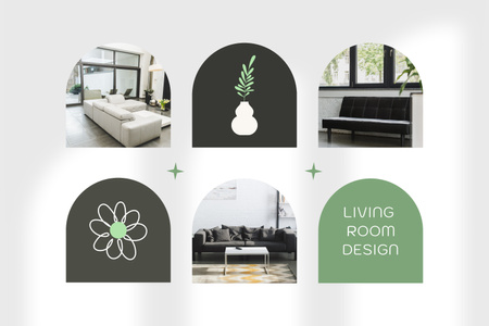 Minimalist Collage of Living Room Design Mood Board Šablona návrhu