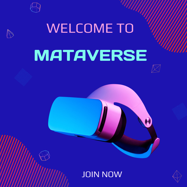 Ontwerpsjabloon van Instagram van Welcome to Mataverse with Our VR Headset