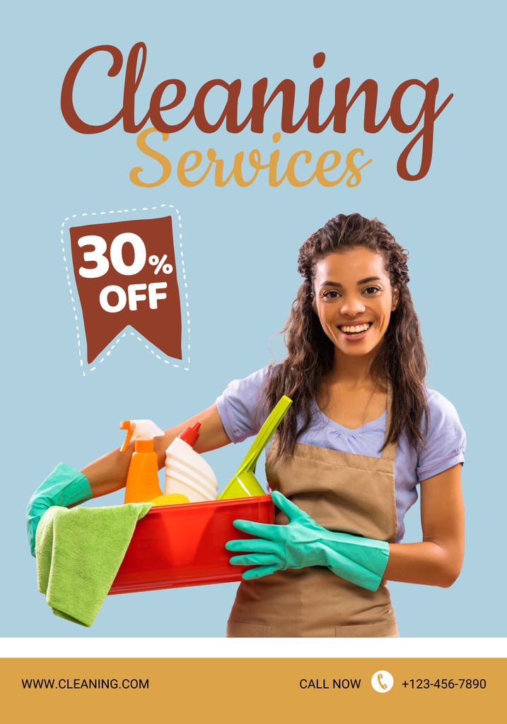 Highly Professional Cleaning Services with Detergents At Lowered Price Poster 28x40in Design Template