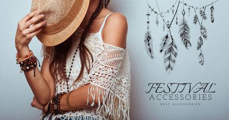 Music and Arts Coachella Festival accessories Facebook AD Design Template
