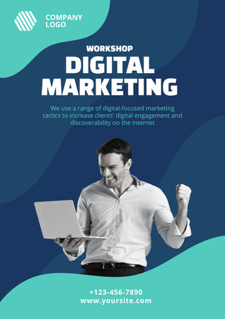 Modern Digital Marketing Workshop Announcement Poster Design Template
