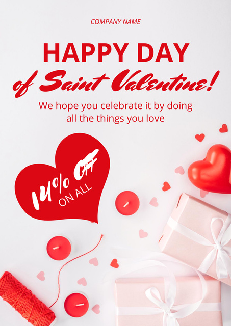 Discount Offer on Saint Valentine's Day Poster Tasarım Şablonu