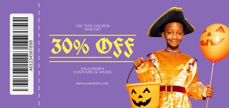 Halloween Costumes and Masks Offer with Cute Kid Coupon Din Large Design Template