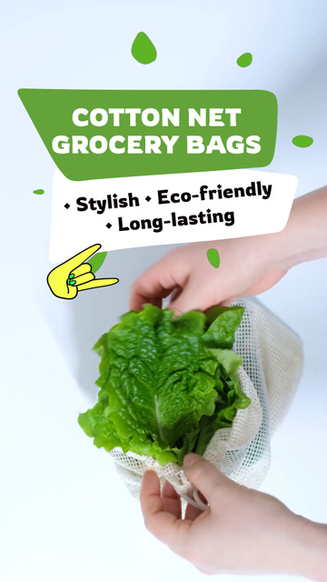 Lettuce In Eco-friendly Net Bag Promotion TikTok Video – шаблон для дизайну