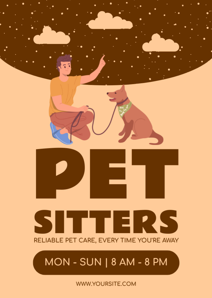 Pet Sitters Services Offer on Beige Flayerデザインテンプレート