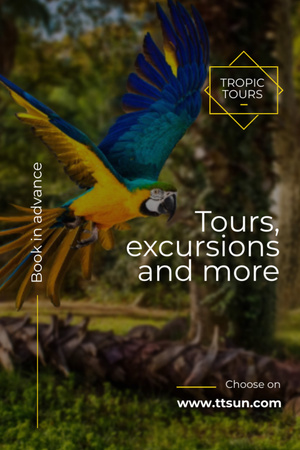 Exotic Tours Ad with Macaw Parrot Flyer 4x6in Design Template