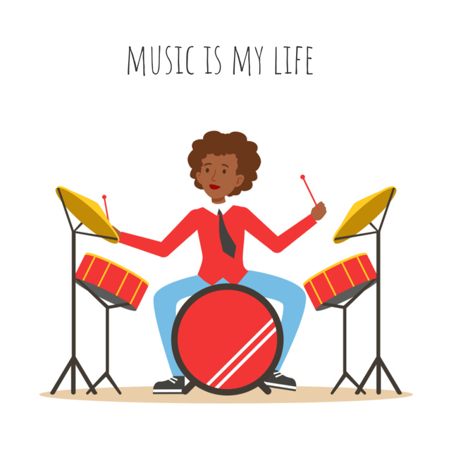 Musician playing drums Animated Post Modelo de Design