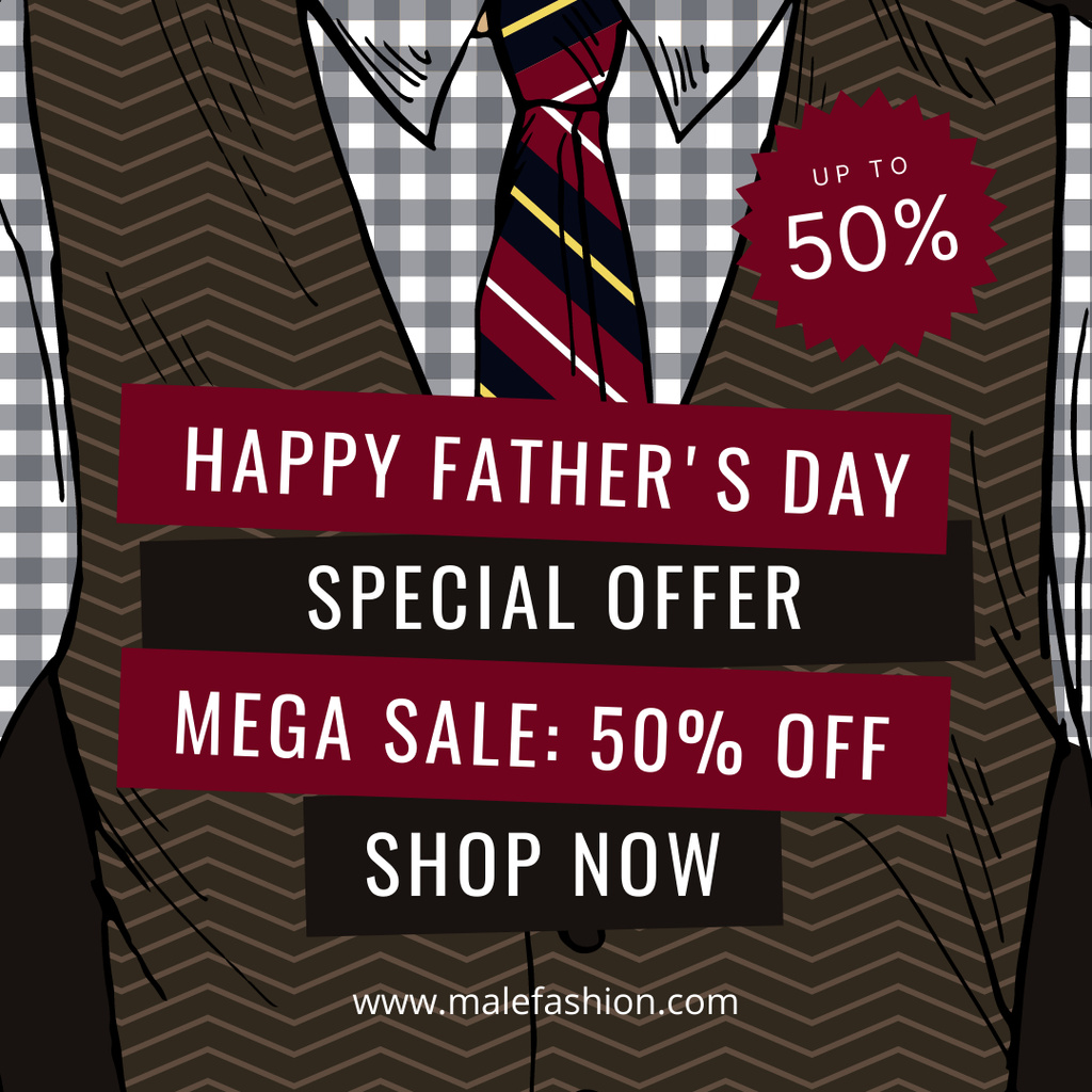 Father's Day Sale of Stylish Clothes Cartoon Illustrated Instagram tervezősablon