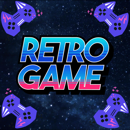 Ontwerpsjabloon van Instagram van Retro videogame donkerblauw