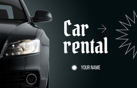 Car Rental Offer with Black Car Business Card 85x55mm Design Template