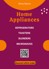 Woman is Cooking with Home Appliances on Orange and Purple