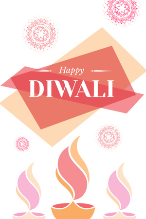 Diwali Greeting With Colorful Patterns Postcard 4x6in Vertical Design Template