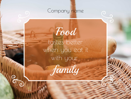 Food Quote With Picnic Basket Postcard 4.2x5.5in Modelo de Design