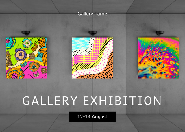 Art Gallery Exhibition Announcement Postcard 5x7in Design Template
