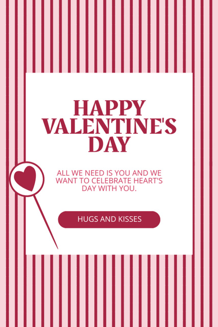 Valentine's Day Celebration With Candy And Bright Stripes Postcard 4x6in Vertical Design Template