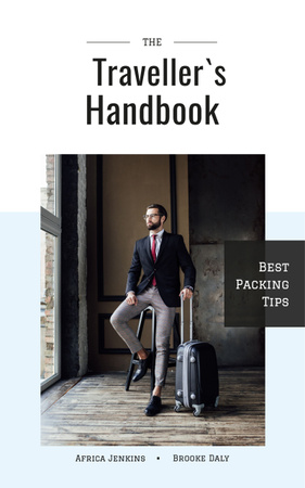 Businessman with Travelling Suitcase Book Cover Design Template