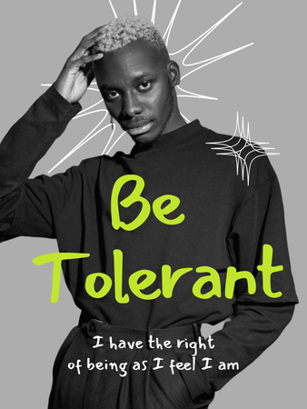 Awareness of Tolerance to LGBT with Young Guy Poster US Design Template