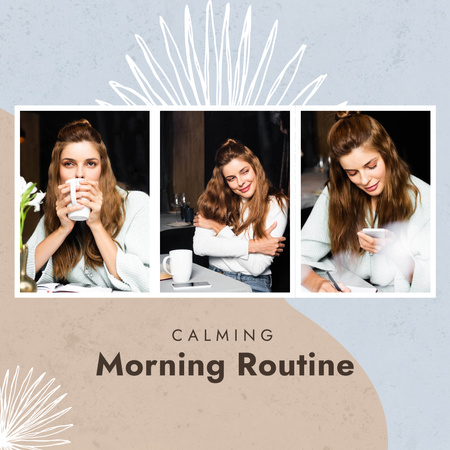 Designvorlage Girl on Morning Routine für Instagram