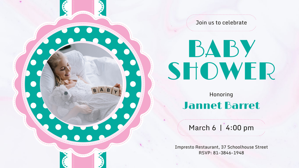 Baby Shower invitation with Happy Pregnant Woman FB event cover Design Template
