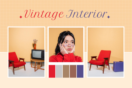 Platilla de diseño Vintage Interior Design Palette Mood Board