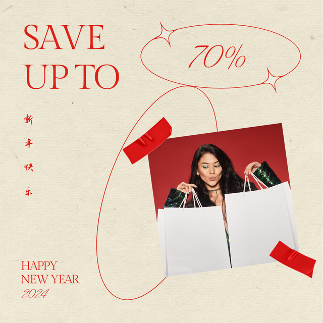 New Year Holiday Sale Ad Instagram Design Template