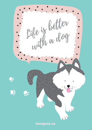 Pet adoption with Cute Dog illustration Poster Tasarım Şablonu