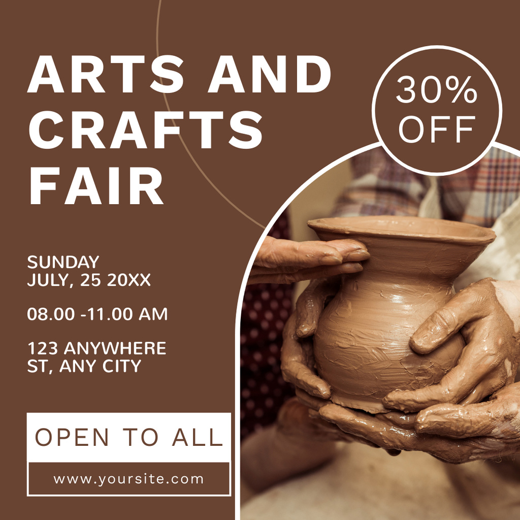 Discount Offer on Pottery at Craft Fair Instagram Tasarım Şablonu