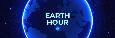 Earth Hour Announcement with Planet illustration Twitter tervezősablon